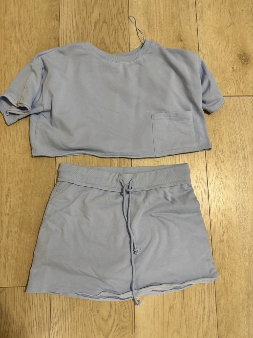 Light Lavender Cropped Tee & Drawstring Shorts Set